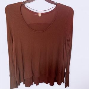 We The Free Deep Brown Long Sleeve Top
